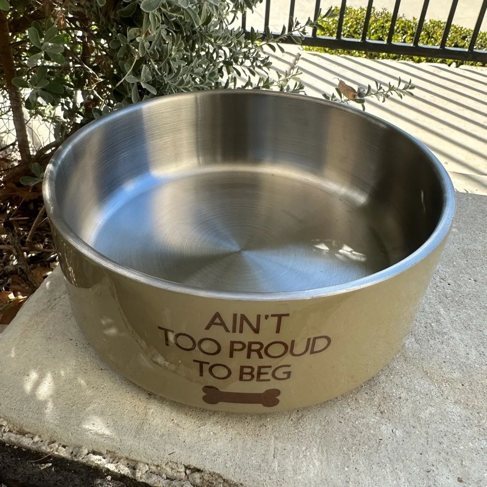 Stainless Steel Double Insulated Non Skid Dog Bowl 64 oz Ain’t Too Proud To Beg